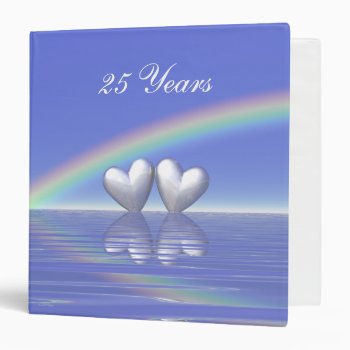 25th Anniversary Silver Hearts 3 Ring Binder by Peerdrops at Zazzle