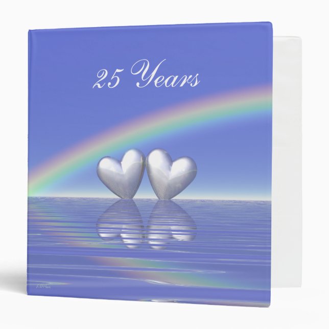 25th Anniversary Silver Hearts 3 Ring Binder (Front/Inside)
