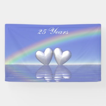 25th Anniversary Silver Hearts Banner by Peerdrops at Zazzle