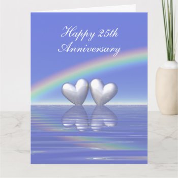 25th Anniversary Silver Hearts Card by Peerdrops at Zazzle