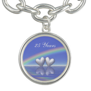 25th Anniversary Silver Hearts Charm Bracelet