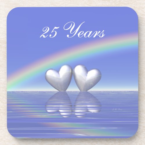 25th Anniversary Silver Hearts Coaster