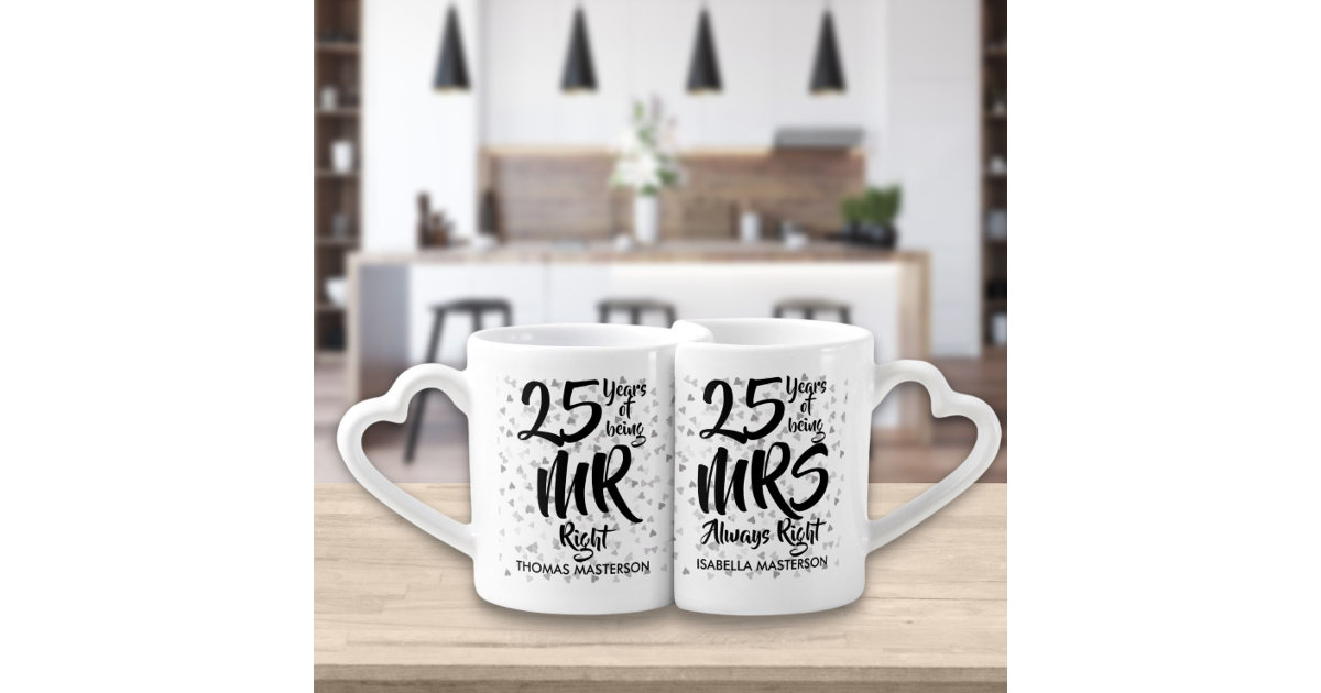 Personalised Pair of Mr & Mrs Forever To Go (1st-70th) Gift Mugs