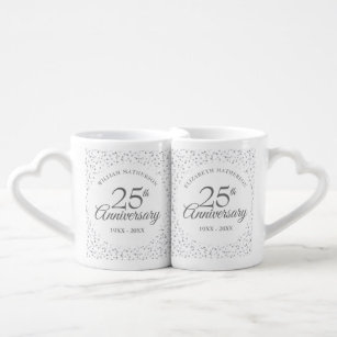 25th Silver Wedding Anniversary Gift Set Ceramic Mugs By Haysom Interiors 