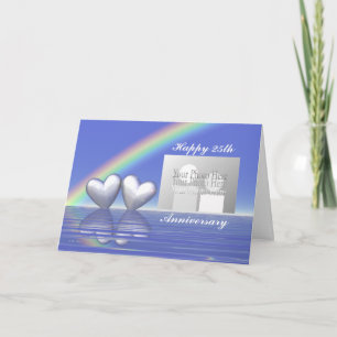 25th Anniversary Silver Hearts (for photo) Card