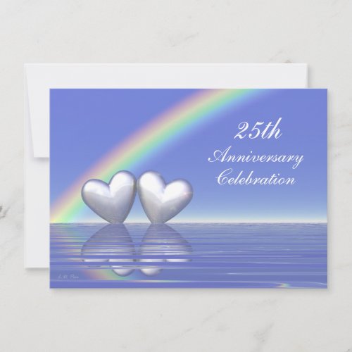 25th Anniversary Silver Hearts Invitation