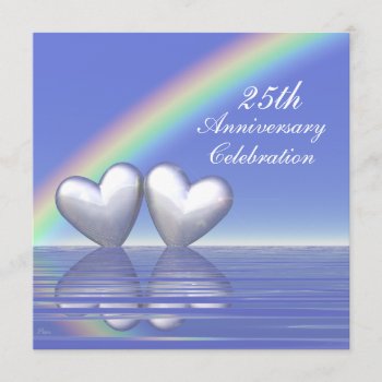 25th Anniversary Silver Hearts Invitation by xfinity7 at Zazzle