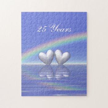 25th Anniversary Silver Hearts Jigsaw Puzzle by Peerdrops at Zazzle