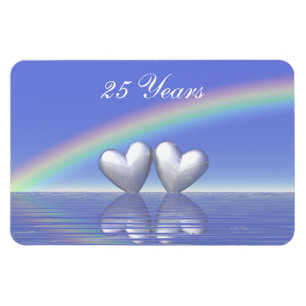 25th Anniversary Silver Hearts Magnet