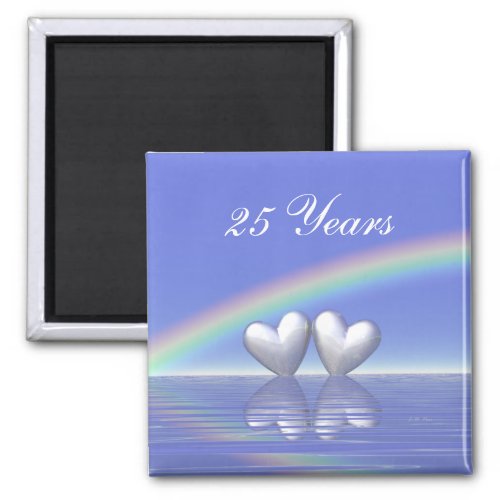 25th Anniversary Silver Hearts Magnet