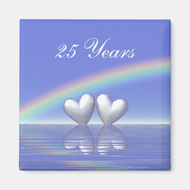 25th Anniversary Silver Hearts Magnet (Front)