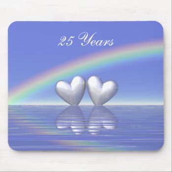 25th Anniversary Silver Hearts Mouse Pad by Peerdrops at Zazzle