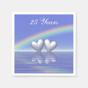 25th Anniversary Silver Hearts Paper Napkins