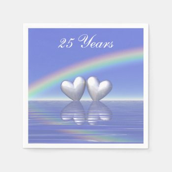 25th Anniversary Silver Hearts Paper Napkins by Peerdrops at Zazzle