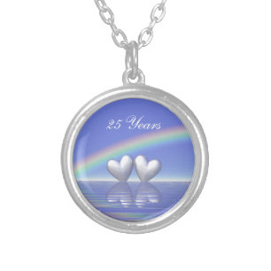 25th Anniversary Silver Hearts Plated Necklace