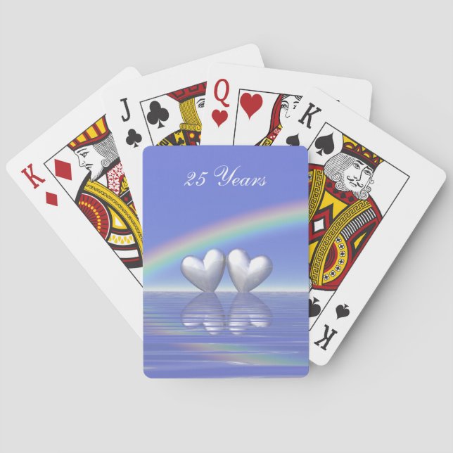25th Anniversary Silver Hearts Poker Cards (Back)