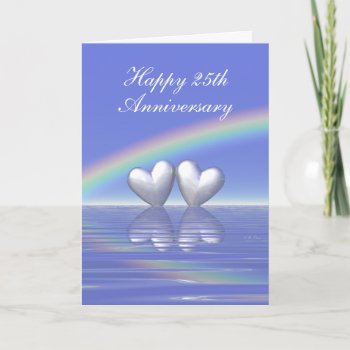 25th Anniversary Silver Hearts (tall) Card by Peerdrops at Zazzle