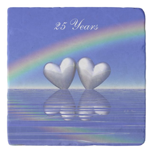 25th Anniversary Silver Hearts Trivet (Front)