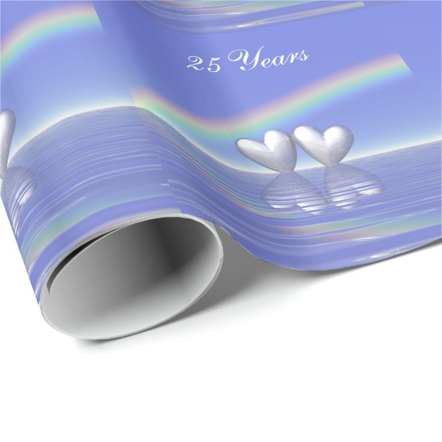 25th Anniversary Silver Hearts Wrapping Paper (Roll Corner)