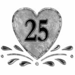 25th Anniversary - Silver Keychain<br><div class="desc">Happy 25th Anniversary on silver heart to celebrate that special date of Twenty Five years together. Keychain Photo Sculpture keepsake.</div>