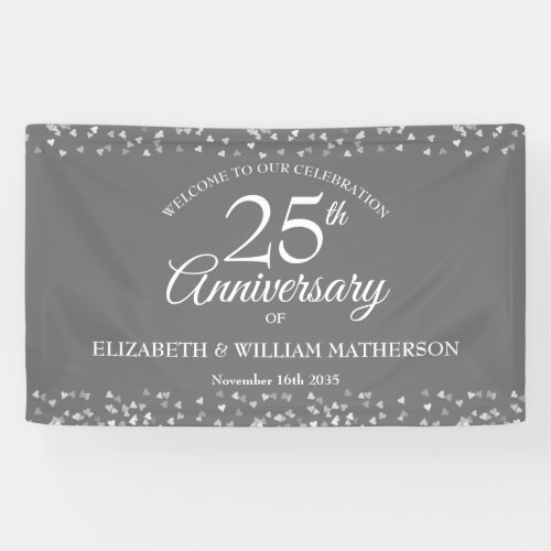 25th Anniversary Silver Love Hearts Welcome Banner