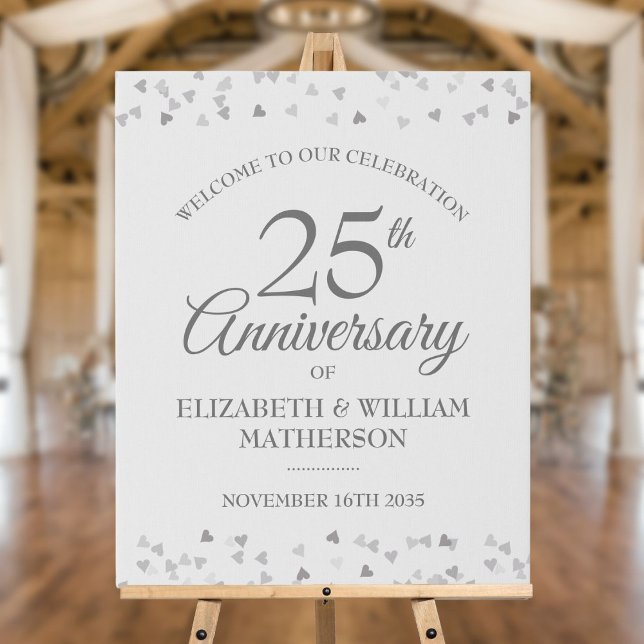 25th Anniversary Silver Love Hearts Welcome Sign (25th Anniversary Silver Love Hearts Welcome Sign)