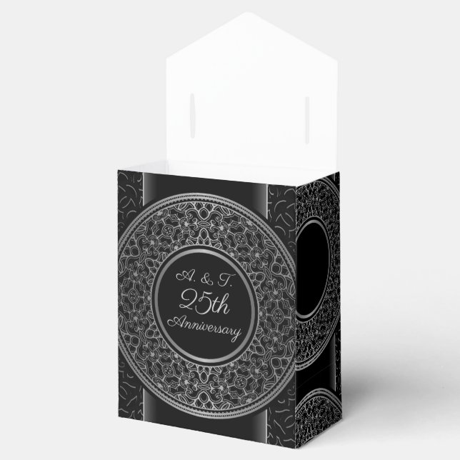 25th Anniversary Silver Medallion Tent Favor Box (Opened)