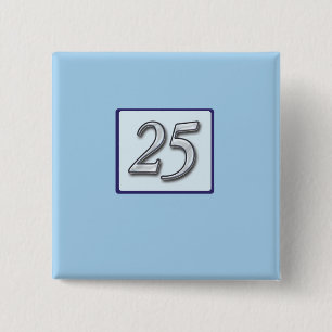 25th Anniversary Silver Number on Blue Button