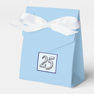 25th Anniversary Silver Number on Blue Favor Boxes