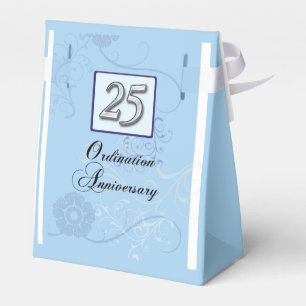 25th Anniversary Silver Number on Blue Favor Boxes