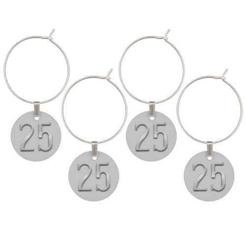25th Anniversary Silver Numeral 25 Wine Charms