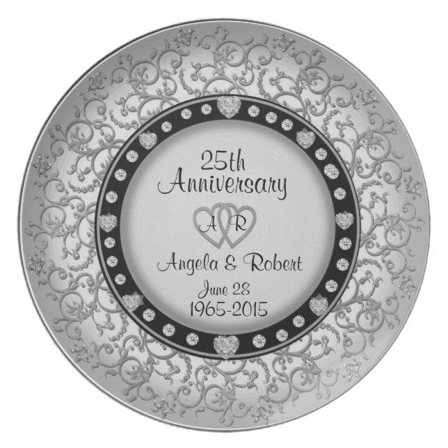 25th Anniversary Silver Plate with Diamonds (Front)