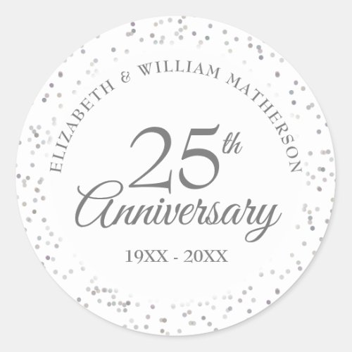 25th Anniversary Silver Stardust Classic Round Sticker