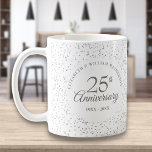 25th Anniversary Silver Stardust Coffee Mug<br><div class="desc">Designed to coordinate with our 25th Anniversary Silver Stardust collection. Featuring delicate silver stardust. Personalise with your special twenty-five years silver anniversary information in chic silver lettering. Designed by Thisisnotme©</div>