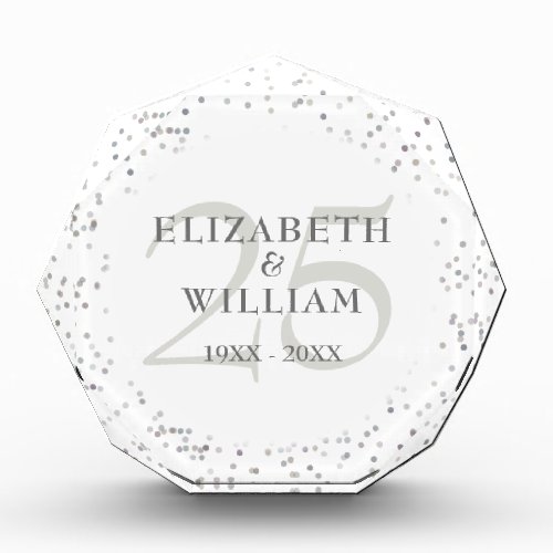 25th Anniversary Silver Stardust Confetti Photo Block