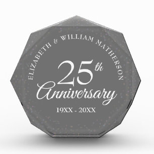 25th Anniversary Silver Stardust Confetti Photo Block