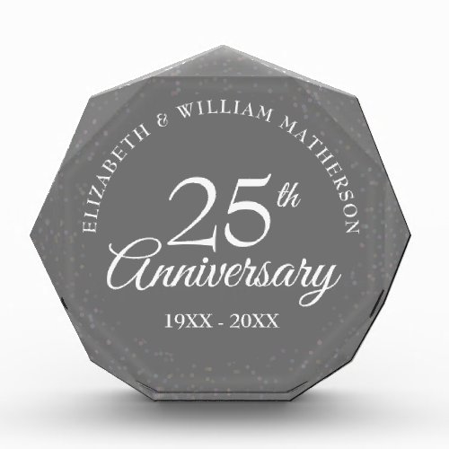 25th Anniversary Silver Stardust Confetti Photo Block