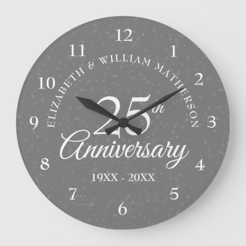 25th Anniversary Silver Stardust Large Clock
