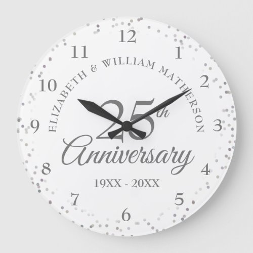 25th Anniversary Silver Stardust Large Clock