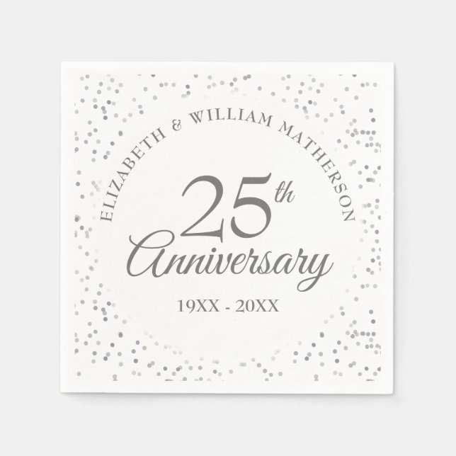 25th Anniversary Silver Stardust Napkins (Front)