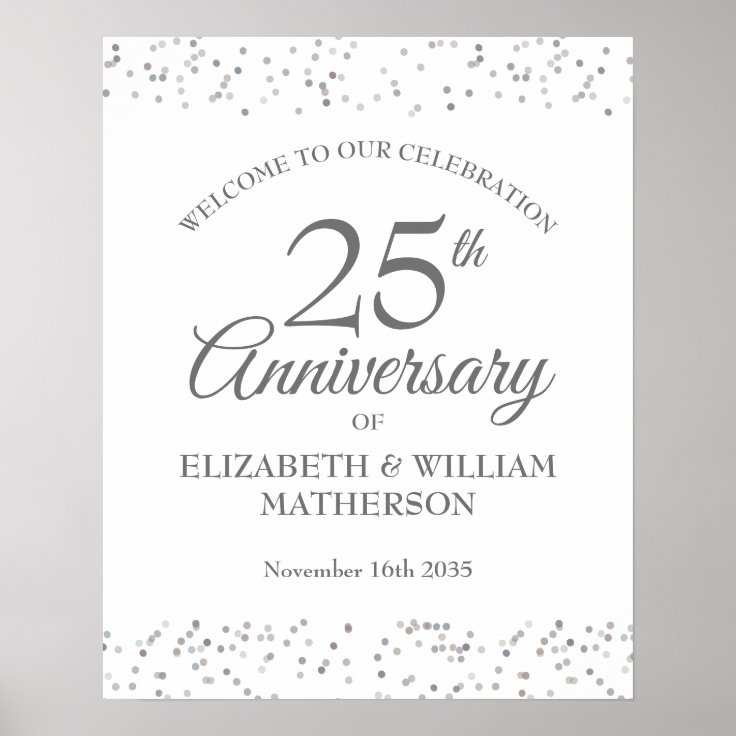 25th Anniversary Silver Stardust Welcome Sign | Zazzle