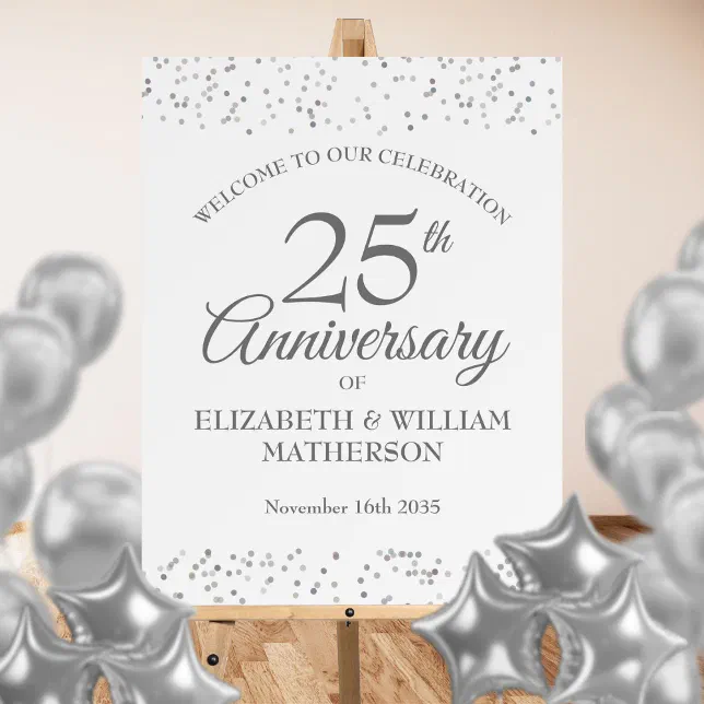 25th Anniversary Silver Stardust Welcome Sign | Zazzle