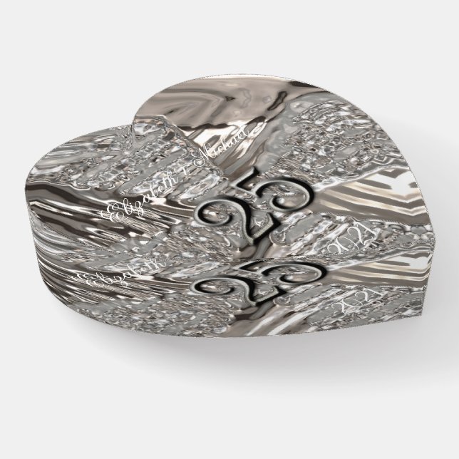 25th Anniversary Silver Wedding Add Name or Text Paperweight (Angled)