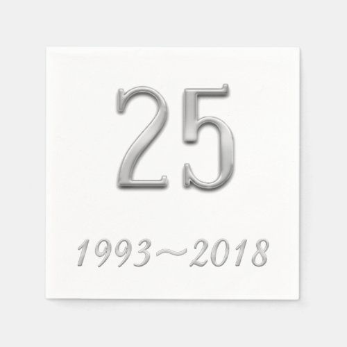 25th Anniversary Silver Wedding Typography 2018 Napkins