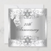 25th Anniversary Silver White Diamond Invitation (Front)