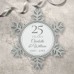 25th Anniversary Snowflake Pewter Christmas Ornament<br><div class="desc">This chic 25th wedding anniversary design can be personalised with your special twenty-five years anniversary information in elegant silver text. Designed by Thisisnotme©</div>