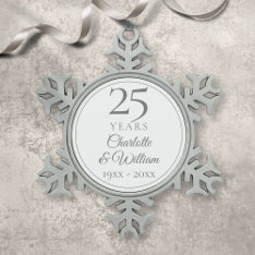 25th Anniversary Snowflake Pewter Christmas Ornament at Zazzle