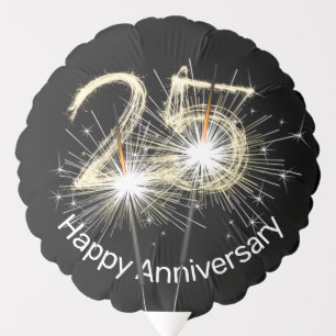25th Anniversary Sparklers on Black Balloon