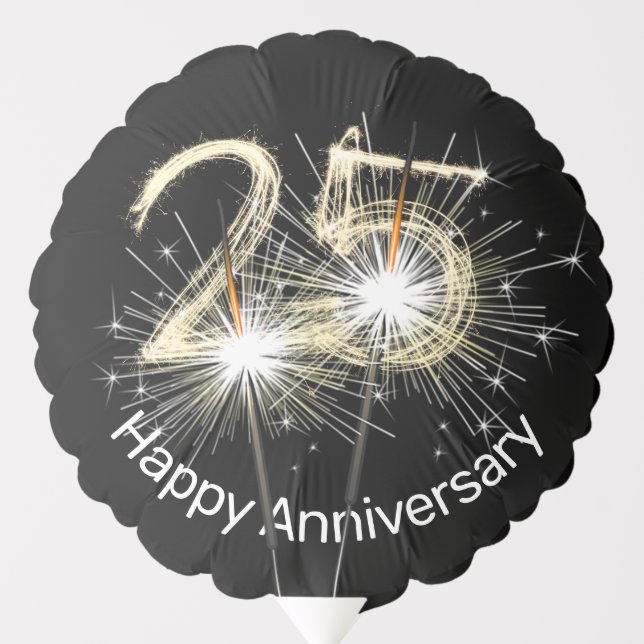 25th Anniversary Sparklers on Black Balloon (Front)