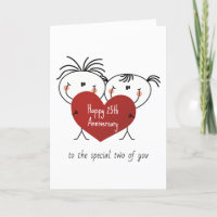 25th Anniversary Stick Figure Couple With Heart